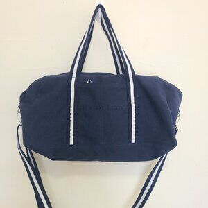 Scarborough & Tweed Canvas Banker Bag Blue Made in USA Embroidery Pockets